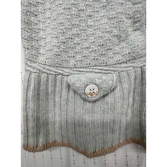 Moth Anthropologie Womens Sweater Sz S Eggshell Blue Floral-Ribbon-Trim Cropped - Picture 4 of 12